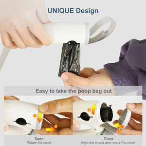 Guinzaglio per cani da compagnia con Dispenser di sacchetti di cacca di luce a Led in Nylon elastico a mani libere di alta qualità - Product Image 5