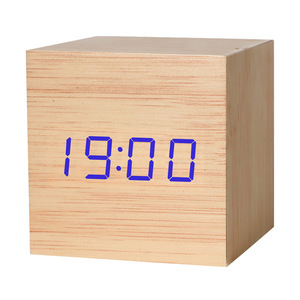 Modern Portable Wooden Cube LED Desk Alarm <strong>Clock</strong> Fashionable Home Decorative Wall <strong>Clock</strong> Quartz USB <strong>Battery</strong> Electronic Digital - Product Image 2