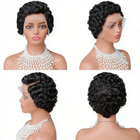 Perruque en cheveux humains 100% Chioma pour boucles pixie, vente flash, 13x4 pour dentelle frontale, noir naturel, longueur étirée 10 pour les personnes noires
