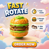 Jouet éducatif créatif transfrontalier en plastique en forme de hamburger, gyroscopique à presser anti-stress, spinner de doigt innovant pour les personnes d'âge moyen