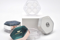 Poudrier compact hexagonal de luxe en PS, AS, PMMA pour maquillage, acceptation OEM