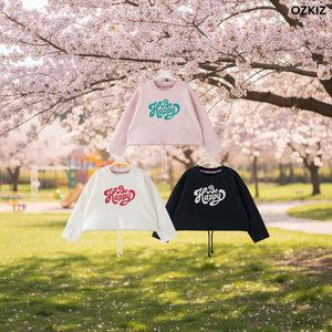 เสื้อครอปพิมพ์ลายสกรีนแขนยาวคอกลมสไตล์เกาหลี OZKIZ สำหรับเด็กผู้หญิง เสื้อผ้าเด็กระบายอากาศได้ดี อายุ 2-7 ปี สำหรับฤดูใบไม้ผลิ - Product Image 2