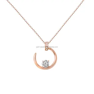 Factory Direct Supply18k Real Gold Nail Pendant Necklace 18K Gold Jewelry Natural Diamond Women Gift 18k Rose Gold Necklace