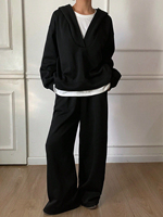 Ensemble deux pièces pour femme, automne-hiver, avec sweat à capuche à manches longues et pantalon large, personnalisable OEM/ODM, faible MOQ, direct usine