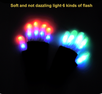 Sarung Tangan LED RGB Hitam Putih dengan Logo Kustom Grosir, 15 Lampu, 6 Mode Kedip, Baterai Dapat Diganti, Sarung Tangan Promosi Menyala
