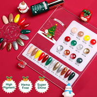 HONEY GIRL Fournitures pour ongles Série Noël Haute pigmentation Brillant 15ml Vernis à ongles gel UV LED Semi-permanent Rouge Ensemble de vernis gel