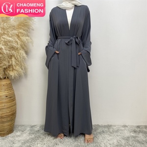 1993# Latest Designs Casual <b>Plain</b> Open <b>Abaya</b> High Quality Islamic Clothing Muslim Dubai Abayas Women Clothing Wholesale - Product Image 1