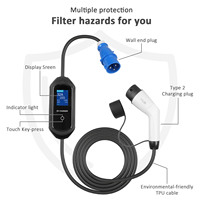 Chargeur de véhicule électrique portable AC Mode 2 ST-E207, courant réglable 32A 7.5KW, J1772 Type 2 GBT