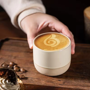 แก้วกาแฟเซรามิกสีเบจด้าน ขนาด 90 มล. 150 มล. 220 มล.  แบบไม่มีหูจับ สำหรับชงกาแฟหรือชาแบบกังฟู  รับสกรีนโลโก้ตามสั่ง - Product Image 1