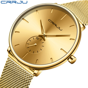 New CRRJU 2150 Fashion Gold Men Watch Top Luxury New minimalista <span class=keywords><strong>orologio</strong></span> al quarzo ultrasottile <span class=keywords><strong>orologio</strong></span> impermeabile Relogio Masculino - Product Image 3