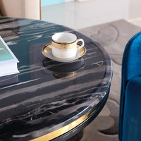 Nouvelle table basse design moderne pour salon, en acier inoxydable et marbre noir