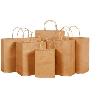 Sac en papier kraft avec poignée pour les courses, recyclable, imprimé avec un logo personnalisé - Product Image 1