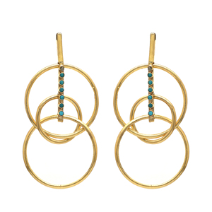 Pendientes de turquesa de lujo bohemios vintage, joyería de mujer, Pendientes chapados en oro, venta al por mayor - Product Image 1