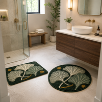 Tapis botanique touffeté pour salon avec microfibre douce et absorbante pour une décoration de sol moderne et luxueuse, tapis de bain antidérapant