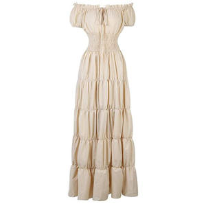 Kadın rönesans İrlanda elbise kapalı omuz ortaçağ köylü elbise korsan kostüm Wench Retro kıyafeti önlüklü bel Maxi uzun elbise - Product Image 1