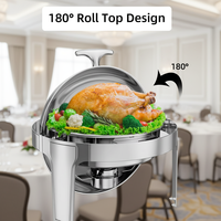 Chauffe-Plats Commercial Professionnel 6QT en Acier Inoxydable 201 avec Couvercle Rabattable, Alimenté à l'Alcool, pour Hôtels et Traiteurs