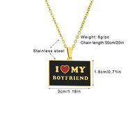 Colliers pendentifs en acier inoxydable à la mode pour la Saint-Valentin, avec inscription « Je t'aime » pour papa, maman, émo, petit ami, petite amie, vente en gros