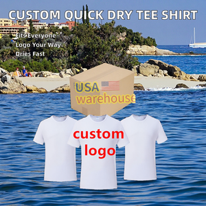 Wholesale OEM US Size Casual Solid T-<b>Shirt</b> 180g Polyester Custom Printing Logo Unisex Quick Dry Fit <b>Men</b> - Product Image 2