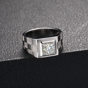 Dropshipping 웨딩 쥬얼리 화이트 골드 도금 925 스털링 실버 <span class=keywords><strong>1ct</strong></span> VVS Moissanite 다이아몬드 약혼 밴드 반지 - Product Image 2