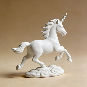 Figurine de <span class=keywords><strong>licorne</strong></span> en résine blanche sur <span class=keywords><strong>nuage</strong></span>, élégant ornement de décoration intérieure - Product Image 1