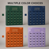 Boîte cadeau noire personnalisée à double porte, avec lamination mate rigide, gaufrage et finition artisanale, pour calendrier de l'avent