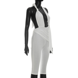 Viviblook C26JP127 Combinaison sexy pour femme, nouvelle collection été, couleur unie, bretelles halter, dos nu, une pièce, pour femmes - Product Image 3