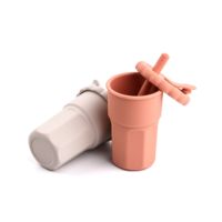 Gobelets d'alimentation pour bébé avec paille 250 ml, tasse en silicone, tasse à paille en silicone pour bébé