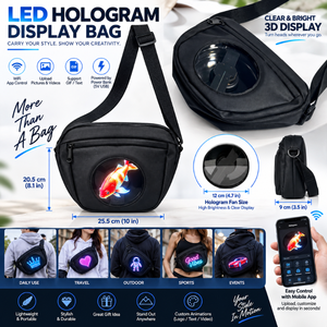 Sac bandoulière avec écran holographique WiFi de 12 cm – Transformez votre sac en écran 3D mobile HoloPack HoloBag Sac à écran holographique - Product Image 2
