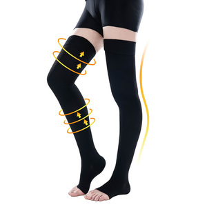 <span class=keywords><strong>Calze</strong></span> a Compressione da <span class=keywords><strong>Donna</strong></span> a Punta Aperta, Lunghe fino alla Coscia, Eco-Friendly, Traspiranti, Antibatteriche, 15-20mmHg, Stampa Jacquard, in Spandex/Nylon - Product Image 4