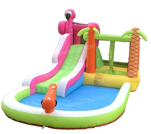 Flamingo Trampoline <b>Inflatable</b> Oxford Castle <b>Water</b> <b>Slide</b> Toddler House Kids Jumper NBOB-231 Trampoline House Flamingo Tra - Product Image 5