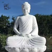 Estatua de Buda de Mármol Blanco Tallada a Mano de Tamaño Real, Escultura de Piedra Meditativa para Jardín Zen y Decoración de Templos