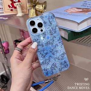 Coque de téléphone antichoc à paillettes en colle époxy, pliable à chaud, pour iPhone 17 Pro Max, motif chat bleu original, décontractée pour iPhone 16 - Product Image 4