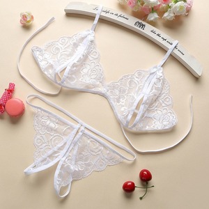 Conjunto de sujetador y tanga de encaje negro, lencería sexy para mujer, ropa interior transparente de dos piezas, ropa íntima. - Product Image 2