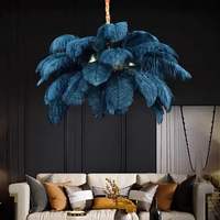 Lustre en plumes d'autruche nordique, art de l'oiseau, salon, chambre à coucher, lampe suspendue d'intérieur, décoration de la maison, lampes de plafond