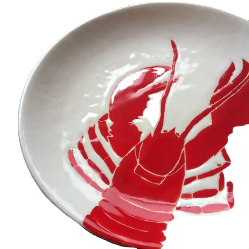 Western Fashion Gift Nautical Red Lobster Platter Crab Serving Plates Dinner Dessert Salad Dishes for Restaurant Hotel