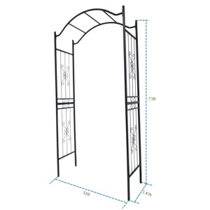 Arco de jardín metálico de 3.6 pies x 1.47 pies x 7.5 pies, con recubrimiento de polvo negro, soporte para plantas trepadoras, enrejado para exteriores - Product Image 5