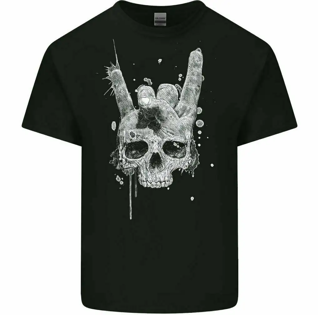 T-Shirt imprimé de crâne pour hommes et femmes, personnalisé, Rock N Roll, musique Punk, guitare, métal lourd