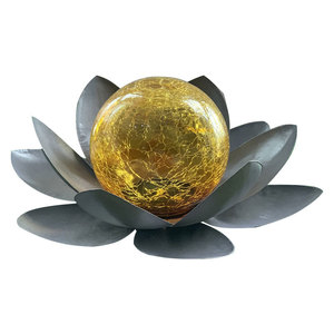 Lampe solaire LED étanche blanc chaud IP65 pour extérieur, jardin, paysage, décorative, en forme de lotus, avec panneau solaire en PC - Product Image 1
