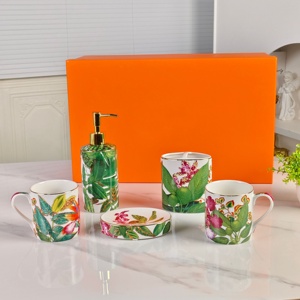 Wholesale Bathroom Five Piece <b>Set</b> Lotion Bottle Mouthwash Cup <b>Soap</b> Household Toothbrush Holder Household Bathroom - Product Image 5