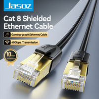 Câble réseau blindé Cat8 Jasoz E117, paire torsadée, connecteurs RJ45 plaqués or, 4 paires, vitesse de transfert 40 Gbps, 10G