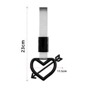 2024 JDM Cupido Flecha piercing Mango en forma de corazón correa de mano Nylon Tsurikawa anillo coche manija Correa advertencia anillo colgante - Product Image 4