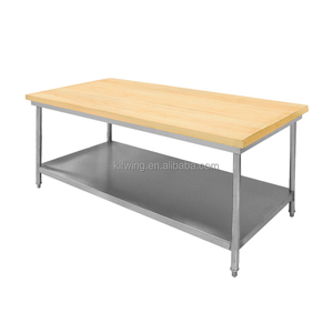 Mesa de trabajo de madera de acero inoxidable comercial para restaurante multiusos, banco de trabajo de encimera de cocina - Product Image 5