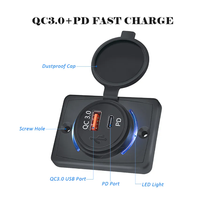 Chargeur de voiture 12V 24V QC3.0 Adaptateur de charge USB Type-C pour voiture, bateau, bus et chaise de moto