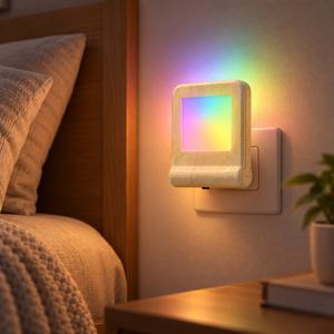 Veilleuse LED à brancher directement, capteur de lumière, changement de couleur, aspect bois, 0,5W, pour chambre et couloir - Product Image 4