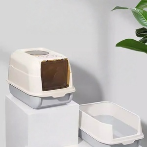 Boîtes à litières en plastique Kitty Bin Cabinet Grand chat Toilette Ventilation <span class=keywords><strong>Meuble</strong></span> fermé avec espace spacieux et plateau amovible - Product Image 1