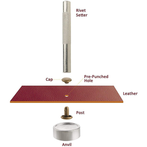 5/6/7/8/9/10/12/15mm Rivets en métal argent Bronze <span class=keywords><strong>dor</strong></span>é noir Rivets en cuir Double face accessoires de bagages couvercle à pression en métal - Product Image 6