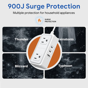 Multiprise plate 6FT/5m avec 2 ports AC et 3 ports USB pour ordinateurs portables, smartphones et tablettes - Charge rapide 1250W - Product Image 6