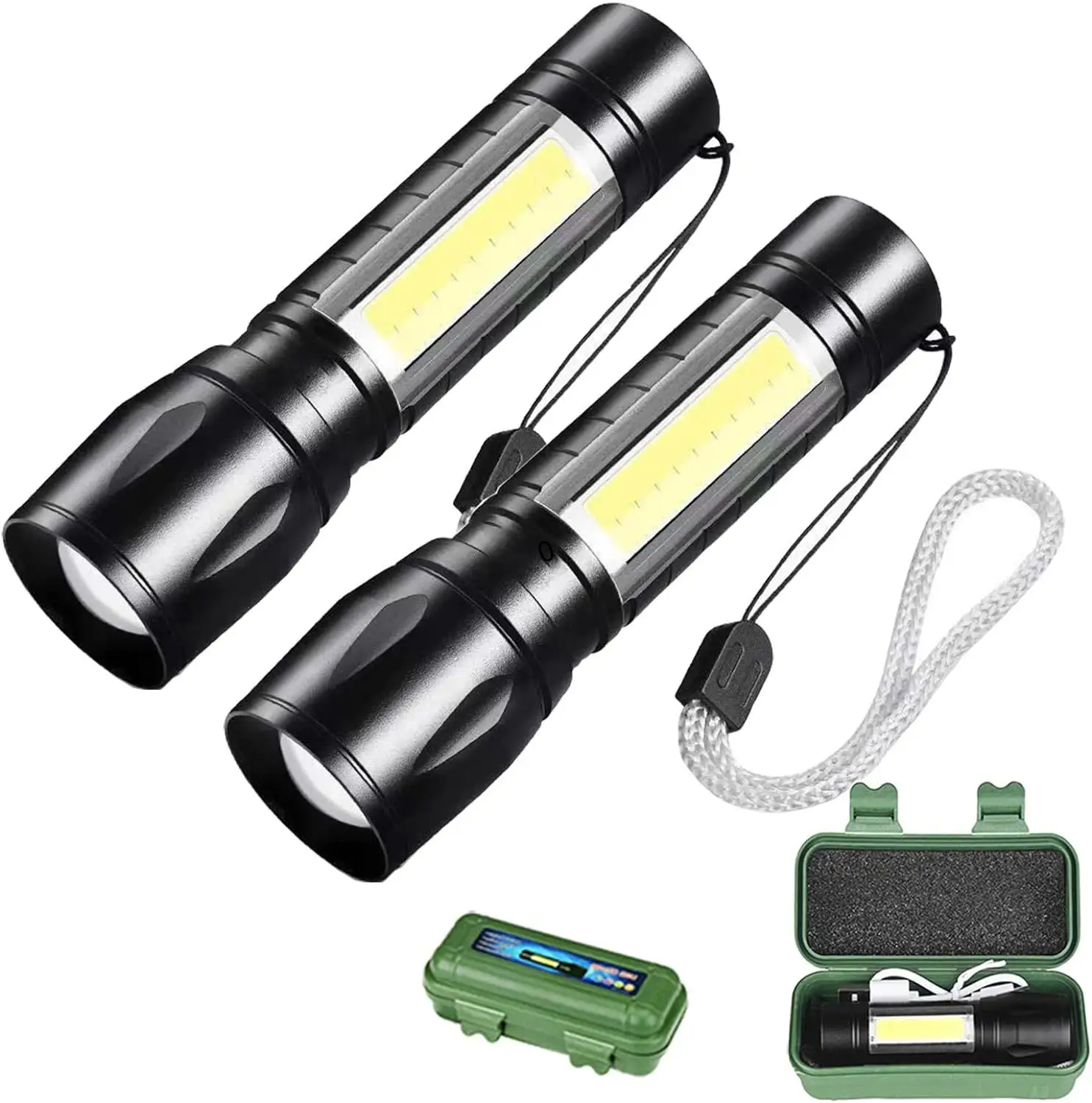 Venta al por mayor COB LED impermeable táctico mini linterna antorcha bolsillo luz de trabajo para iluminación de emergencia linterna recargable