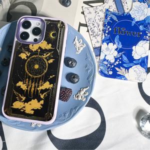 Funda de teléfono con panel trasero de rejilla magnética reemplazable para Iphone17/17pro/17promax/17air con las cartas de <span class=keywords><strong>Tarot</strong></span> coloridas doradas - Product Image 5
