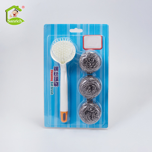 Depurador de alambre de acero inoxidable SS410 <span class=keywords><strong>Estropajo</strong></span> de materia prima Bola de limpieza de cocina con <span class=keywords><strong>mango</strong></span> extraíble - Product Image 1